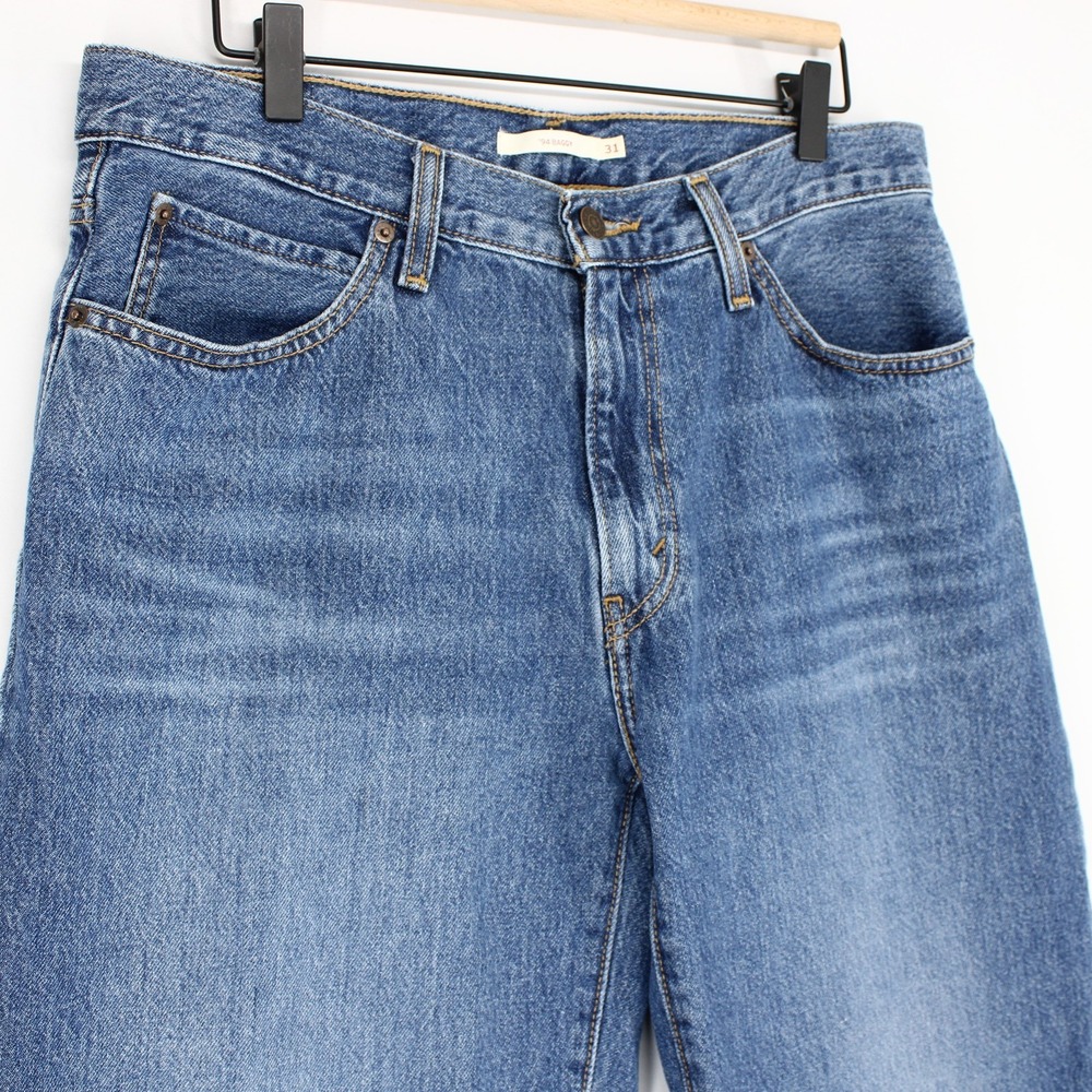 Levis 94 Baggy Jeans Womens 31 Blue Mid Rise Loose Fit Straight Leg Denim - Picture 2 of 11